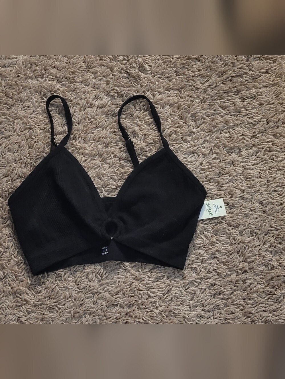 NWT Aerie Black Ribbed Bralette XS